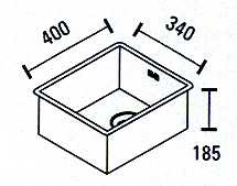 ABK Bingara ανοξείδωτο νεροχύτη 34x40cm επίπεδη ενσωμάτωση, επιφάνειας και εγκατάστασης υποδομής 34FVI