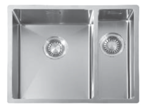 ABK Bingara 1,5 ανοξείδωτος νεροχύτης 34x40+15x40 cm για επίπεδη ενσωμάτωση, υποκατασκευή και ανωκατασκευή BIN3415FVI