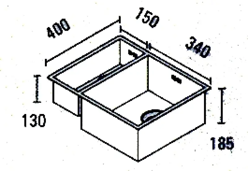 ABK Baronga ενάμιση 1,5 ανοξείδωτος νεροχύτης 15x40+34x40 cm εντοιχισμένος, υποκατασκευή και επιφάνεια BAR1534FVI