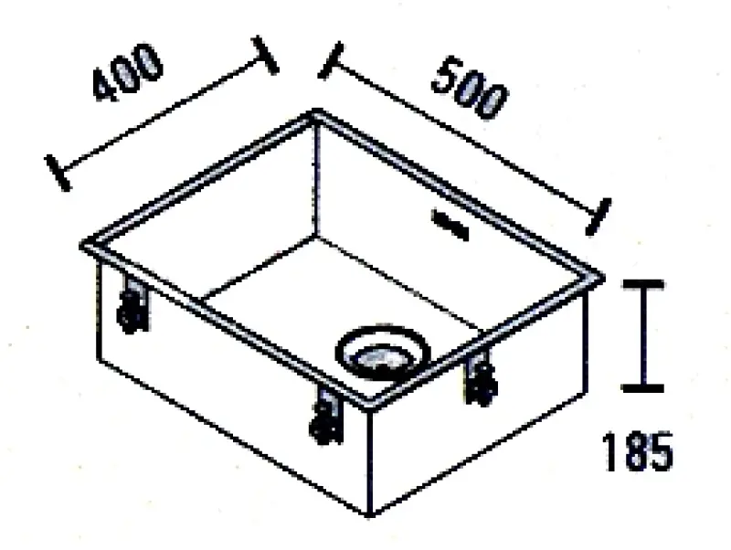 ABK Baronga ανοξείδωτο νεροχύτη 50x40 cm επίπεδη εντοιχισμένη, υποκατασκευή και επικατασκευή BAR50FVI