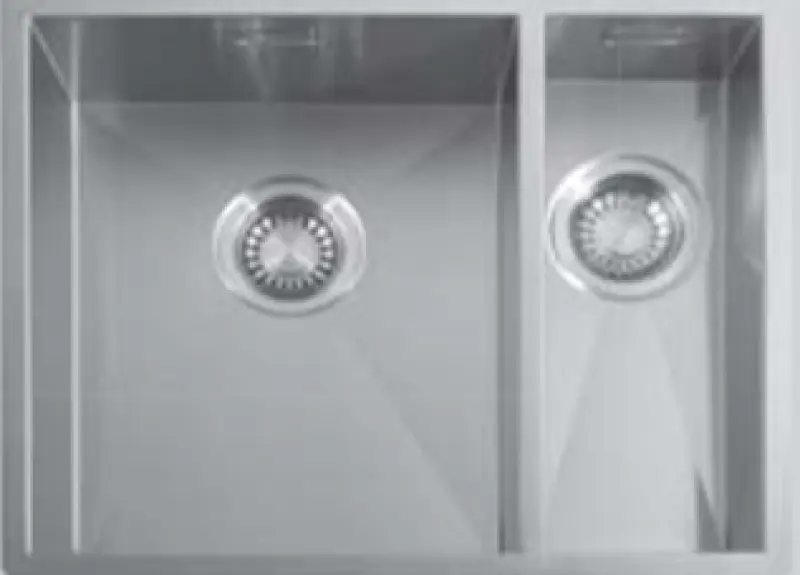 ABK Baronga ένα και μισό 1,5 ανοξείδωτο νεροχύτη 34x40+15x40 εκατοστά επίπεδη εγκατάσταση, εντοιχισμένη και επικαθήμενη BAR3415FVI