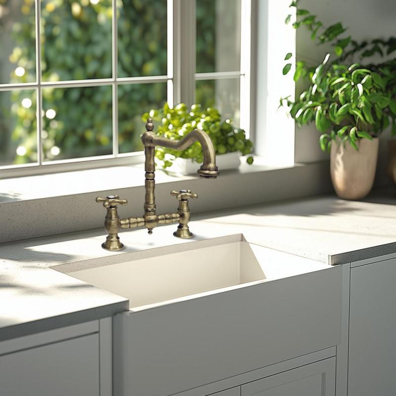 PB Νοσταλγική Γέφυρα Κουζίνας Μπρονζέ βρύση με γωνιακή ροή και αστέρια PBN.BRO.H.ST