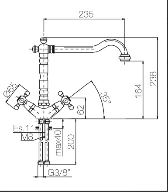 PB Νοσταλγική κλασική χρυσή βρύση κουζίνας V1910 με περιστρεφόμενο στόμιο 1150424170
