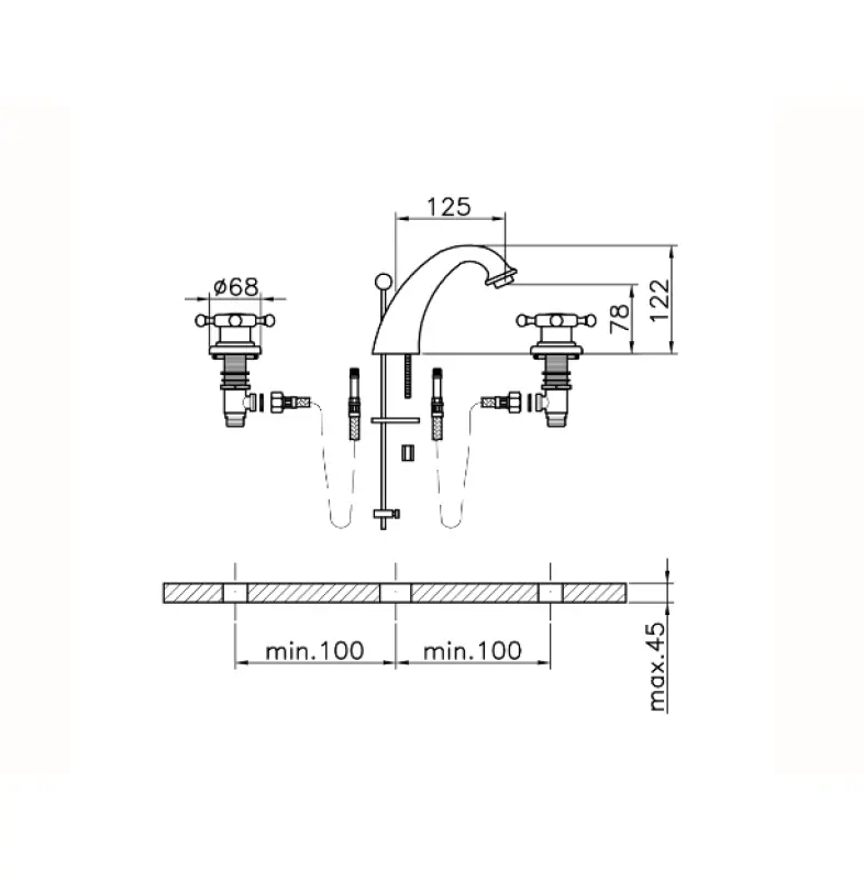 Χιούμπερ Βικτωριανή 3-οπών μπαταρία νιπτήρα Μπρονζέ VT00101027