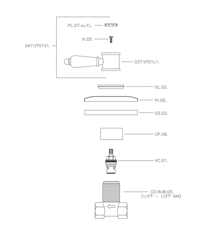 Χούμπερ Βικτωριανή εντοιχισμένη βαλβίδα διακοπής Χρυσό VT0003102G