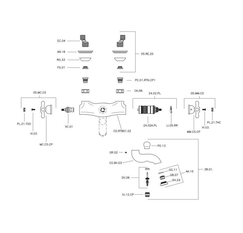 Huber Croisette Μπανιέρα θερμοστατική βαλβίδα Μπρούντζος CST2701027
