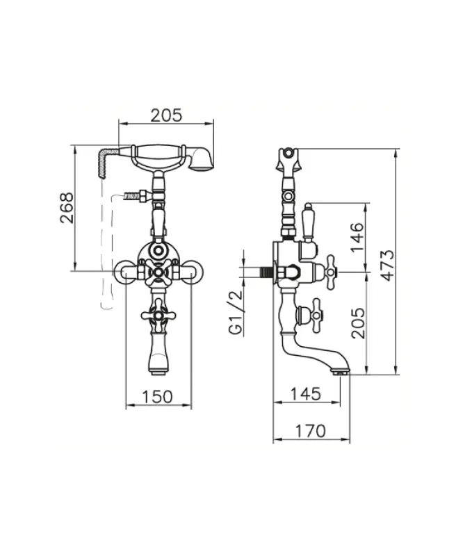 Huber Croisette Μπανιέρα με θερμοστάτη Μπρονζέ 198.CS01H.BA