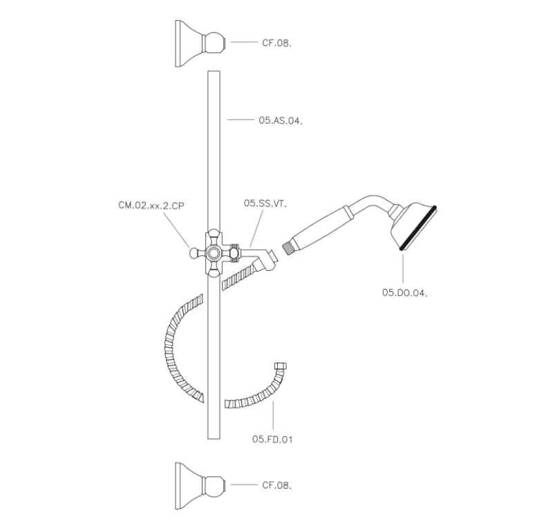 Εξαρτήματα ντους Huber Victorian σετ ολίσθησης Χρυσό 62.03H.AG