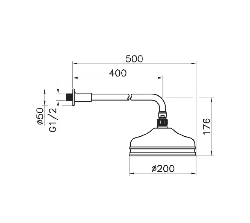 Χούμπερ Νοσταλγική Ντους Βροχής 20cm Μπρονζέ με Βραχίονα Τοίχου 611.02H.BA