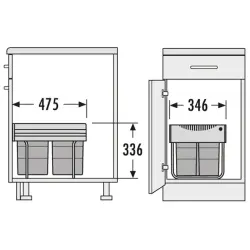 Χαίλο Τάντεμ S 3 Κάδος Απορριμμάτων 1x18+2x8,5 λίτρα 1153449232