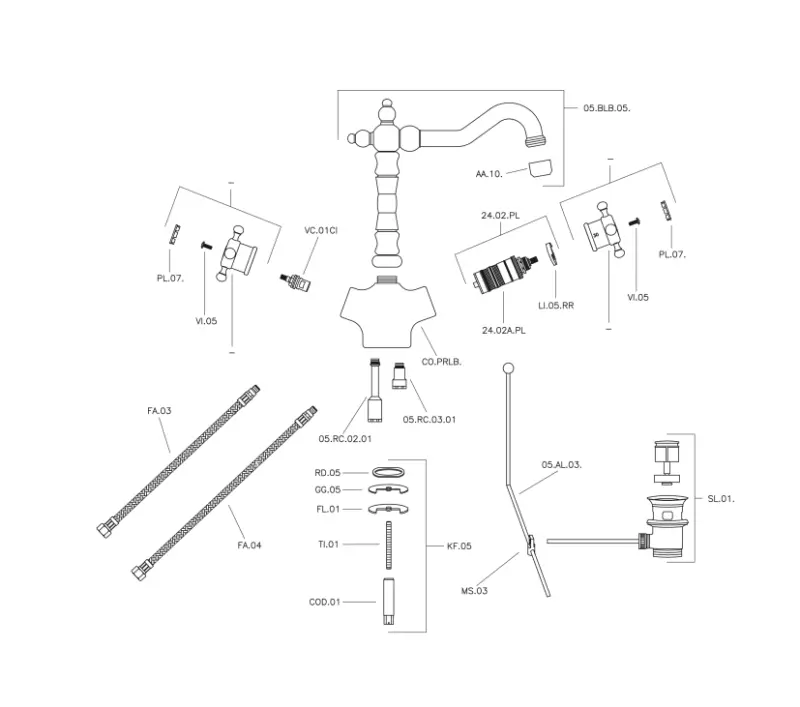 Χούμπερ Βικτωριανή Θερμοστατική Μπαταρία Νιπτήρα Χρυσή VTT520102G