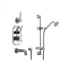De tekst "Huber Victorian Thermostatische Inbouw Bad-Doucheset RVS 914.VT01H.AC" naar het Grieks vertalen zou zijn: "Σετ Εντοιχισμένης Μπανιέρας-Ντους με Θερμοστατική Βαλβίδα Huber Victorian 