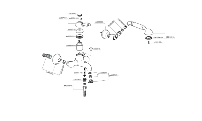 Huber Croisette Μπαταρία μπάνιου με σετ χειροκίνητου ντους Χρώμιο CM00012021