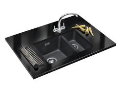 Franke Sirius 2 S2D 160 μισό 1,5 πλαστικός μαύρος νεροχύτης 53,5x41cm υποκατασκευή 125.0252.215