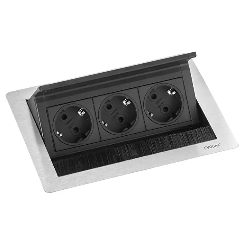 EVOline Fliptop 3 Ενσωματωμένη πρίζα γείωσης ανοξείδωτο ατσάλι