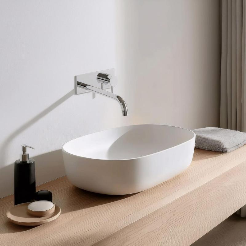 Waterevolution Flow ενσωματωμένη βρύση νιπτήρα με κάλυμμα χρώμιο με έξοδο 25cm T1161B01-25