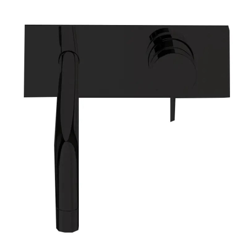 Waterevolution Flow εντοιχισμένη μπαταρία νιπτήρα με κάλυμμα, μαύρο ματ, με ρουξούνι 25cm T1161BPR-25