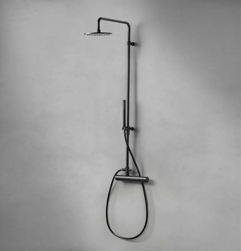 Waterevolution Flow ντουζιέρα με θερμοστάτη και ντους βροχής μαύρο ματ T141TPR