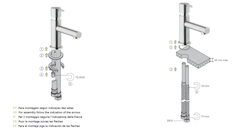 Water Evolution S22 ανοξείδωτη βρύση νιπτήρα με σιφόνι T410IE