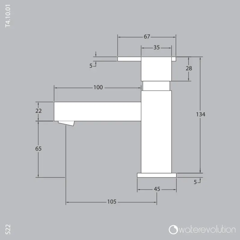 Water Evolution S22 ανοξείδωτη βρύση νιπτήρα με σιφόνι T410IE