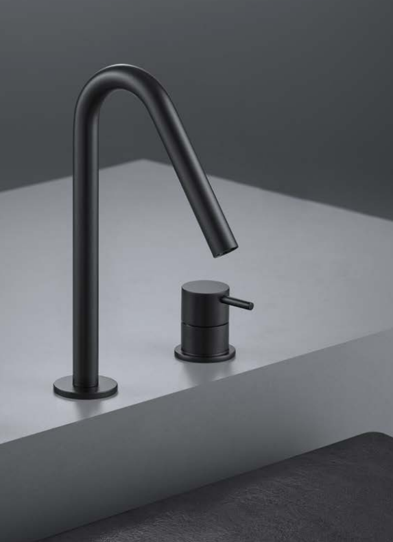 Waterevolution Flow 2-τρύπες νιπτήρα μαύρο ματ με μικρή βαλβίδα V 120mm έξοδος T1121VPR