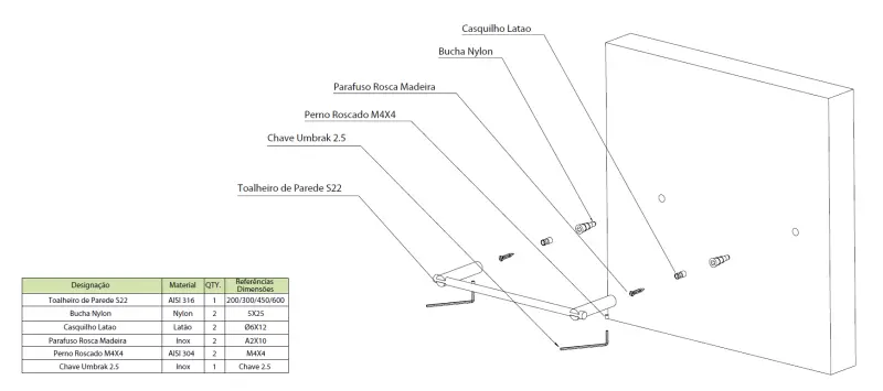 Waterrevolution S22 πετσετοθήκη 30 cm ανοξείδωτο ατσάλι A411IE