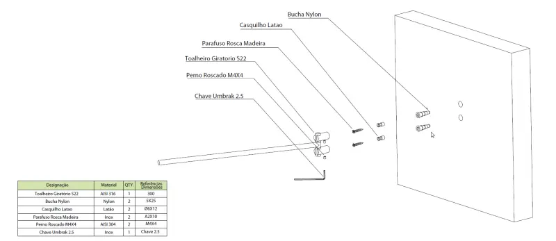 Waterrevolution S22 περιστρεφόμενη πετσετοθήκη 30 cm ανοξείδωτο ατσάλι A415IE