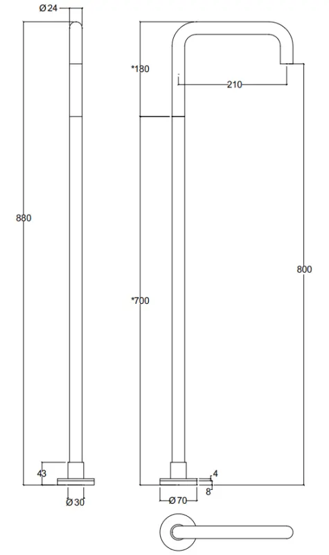 Waterevolution Flow ανεξάρτητη βρύση μπανιέρας όρθια μαύρη T1672H24PR
