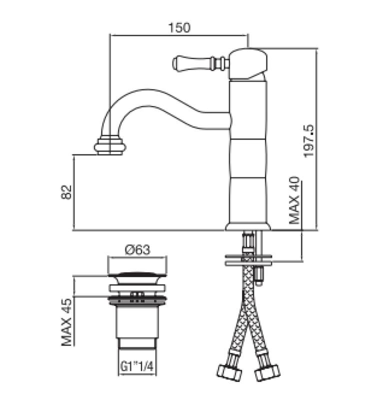PB Classic κλασική μπαταρία νιπτήρα κίονας μπρούντζος 1208592572
