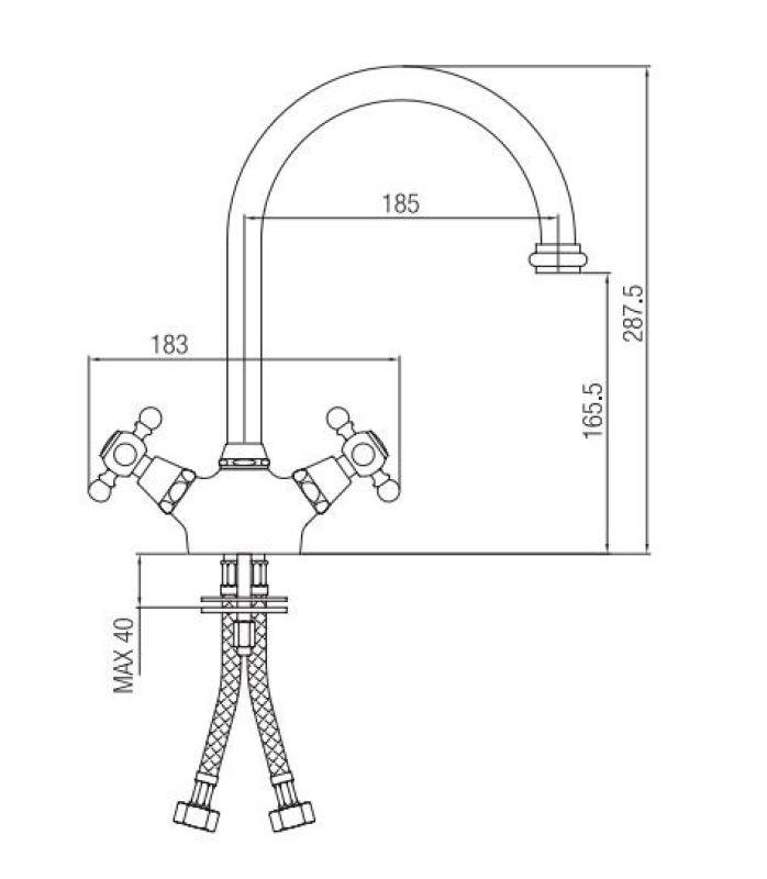 PB Νοσταλγική βρύση κουζίνας V1905 Χρώμιο