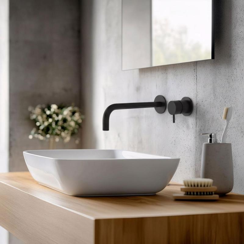 Waterevolution Flow ενσωματωμένη βρύση νιπτήρα μαύρη ματ με έξοδο 21cm T116BPR-21