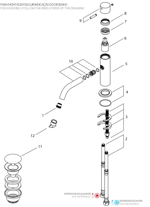 Waterevolution Flow βρύση νιπτήρα με click plug μαύρο T111BR
