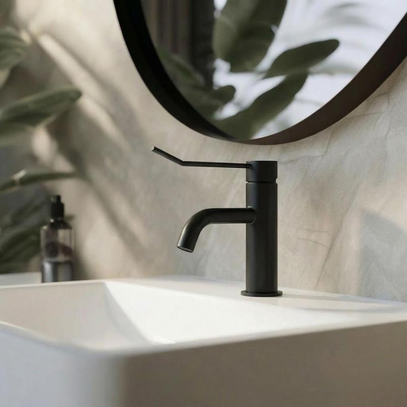 WaterEvolution Flow μπαταρία νιπτήρα με κλικ βαλβίδα μαύρο ματ T111PR