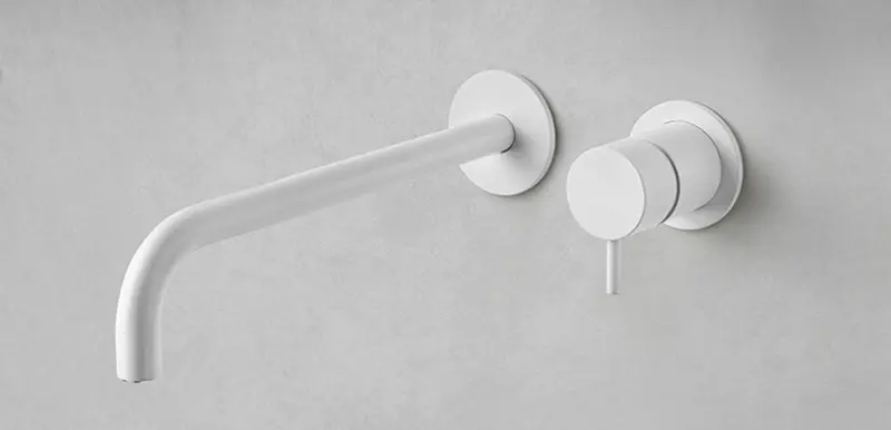 Waterevolution Flow ενσωματωμένη βρύση νιπτήρα ματ λευκό με έξοδο 21cm T116BBR-21