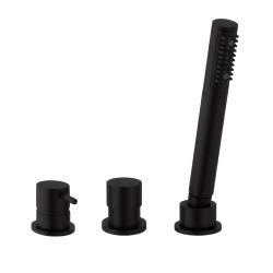 Waterevolution Flow 3-οπών Μίκτης Μπανιέρας για Τοποθέτηση στην Άκρη της Μπανιέρας Μαύρο Ματ T138SBPR