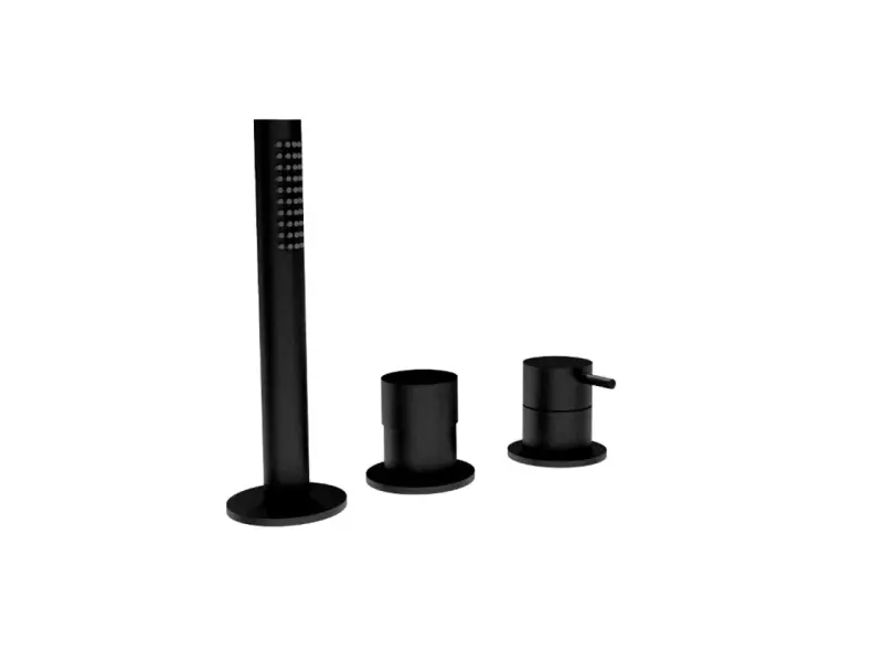 Waterevolution Flow 3-οπών Μίκτης Μπανιέρας για Τοποθέτηση στην Άκρη της Μπανιέρας Μαύρο Ματ T138SBPR