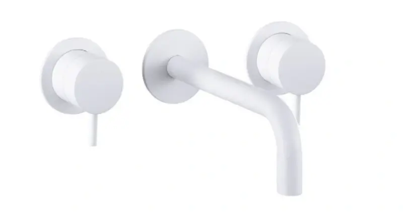 Waterevolution Flow 3-οπών ενσωματωμένη βρύση νιπτήρα Ματ Λευκό με έξοδο 21 cm T1163FBR-21