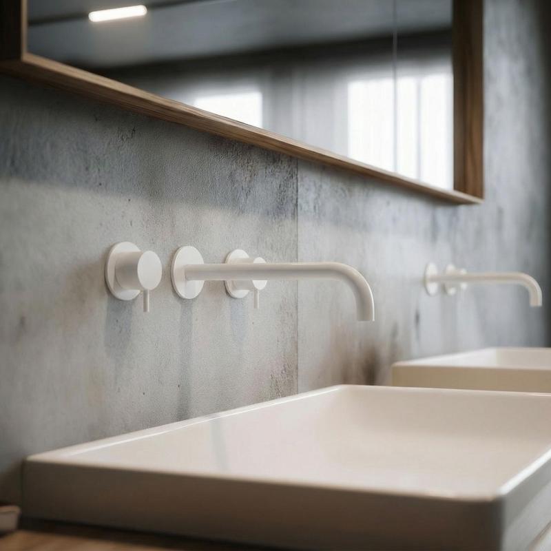 Waterevolution Flow 3-οπών ενσωματωμένη βρύση νιπτήρα Ματ Λευκό με έξοδο 21 cm T1163FBR-21