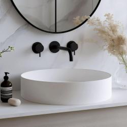 Waterevolution Flow 3-οπών ενσωματωμένη βρύση νιπτήρα Ματ Μαύρο με έξοδο 15 cm T1163FPR-15