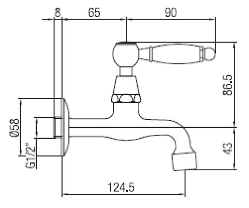 PB κλασική βρύση τοίχου με λευκή λαβή για κρύο νερό χρώμιο 1208853472