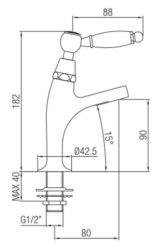 PB κλασική βρύση με λευκή λαβή, μικρό μοντέλο για κρύο νερό, χρώμιο 1208854162