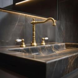 PB κλασική βρύση 3 οπών για νιπτήρα Λευκοί μοχλοί Μπρούντζος 1208854272