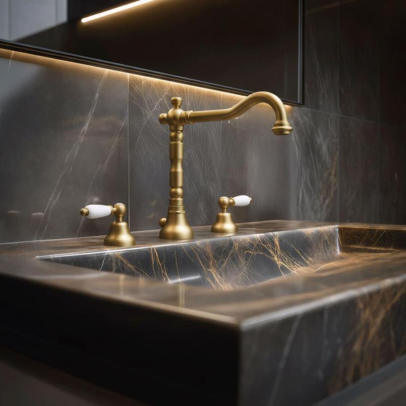 PB κλασική βρύση 3 οπών για νιπτήρα Λευκοί μοχλοί Μπρούντζος 1208854272