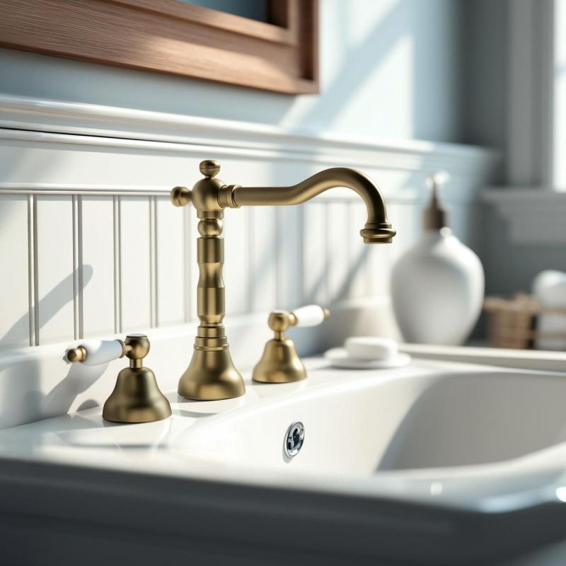 PB κλασική βρύση 3 οπών για νιπτήρα Λευκοί μοχλοί Μπρούντζος 1208854272