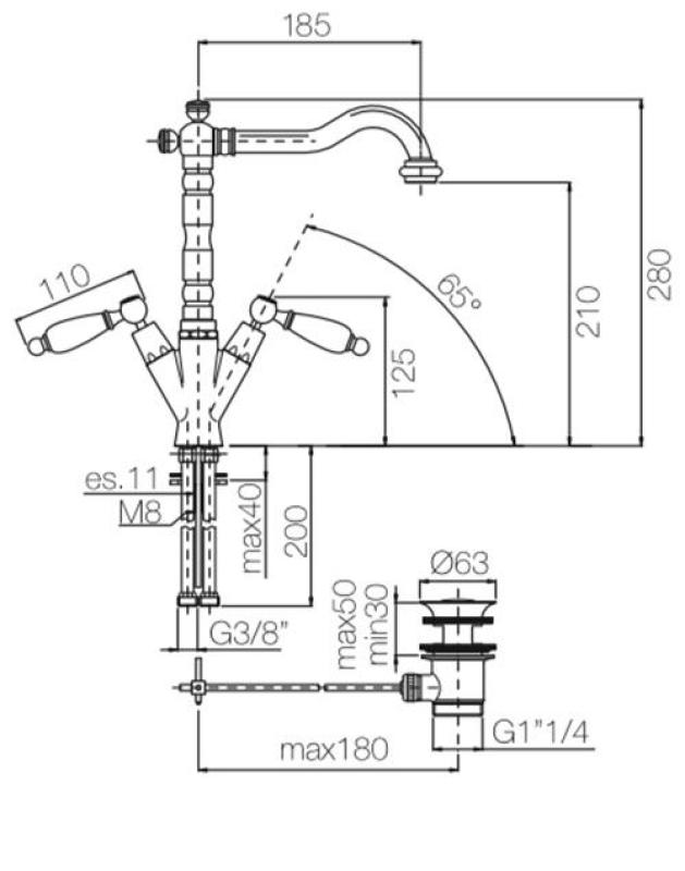 PB κλασική βρύση νιπτήρα Λευκά χερούλια στόμιο 18,5 εκ Ανοξείδωτο ατσάλι 1208854312