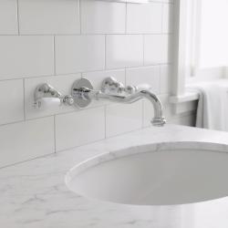 PB κλασική εντοιχισμένη βρύση με λευκές λαβές 20 εκ. στόμιο Χρώμιο 1208854352