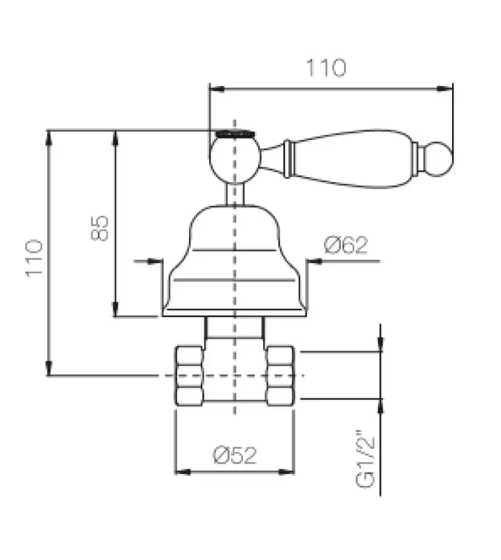 PB κλασική εντοιχισμένη βαλβίδα διακοπής με λευκή λαβή Χρώμιο 1208854652