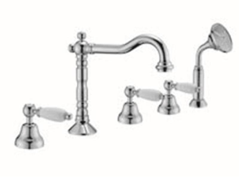 PB κλασική βρύση μπανιέρας 5 οπών με λευκή λαβή Μπρούντζος 1208854792