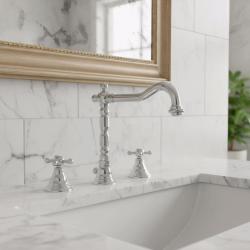 PB κλασική 3 οπών μπαταρία νιπτήρα με λαβές αστέρων, στόμιο 18,5 cm, Χρώμιο 1208854922