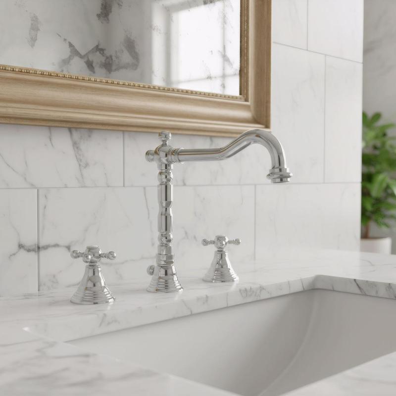 PB κλασική 3 οπών μπαταρία νιπτήρα με λαβές αστέρων, στόμιο 18,5 cm, Χρώμιο 1208854922